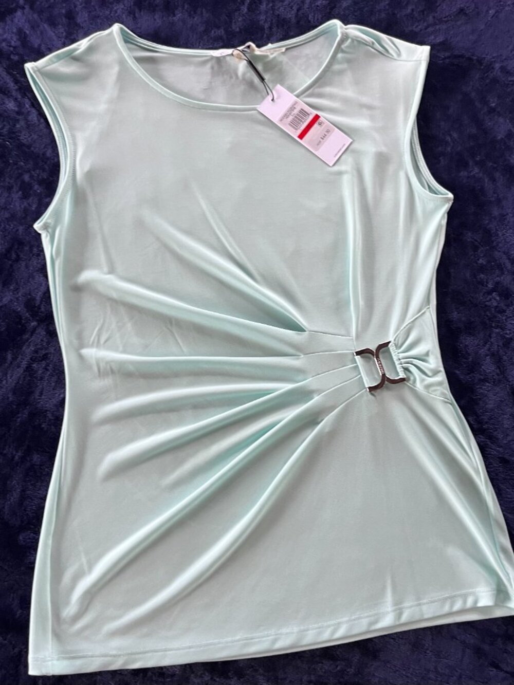 NWT Calvin Klein Mint Green Ruched Hardware Career Top Size Small